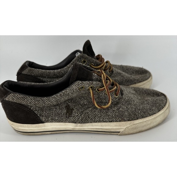 Men's 9 D POLO Ralph Lauren Vaughn Donegal Wool Tweed & Suede Casual Sneakers - Picture 2 of 10